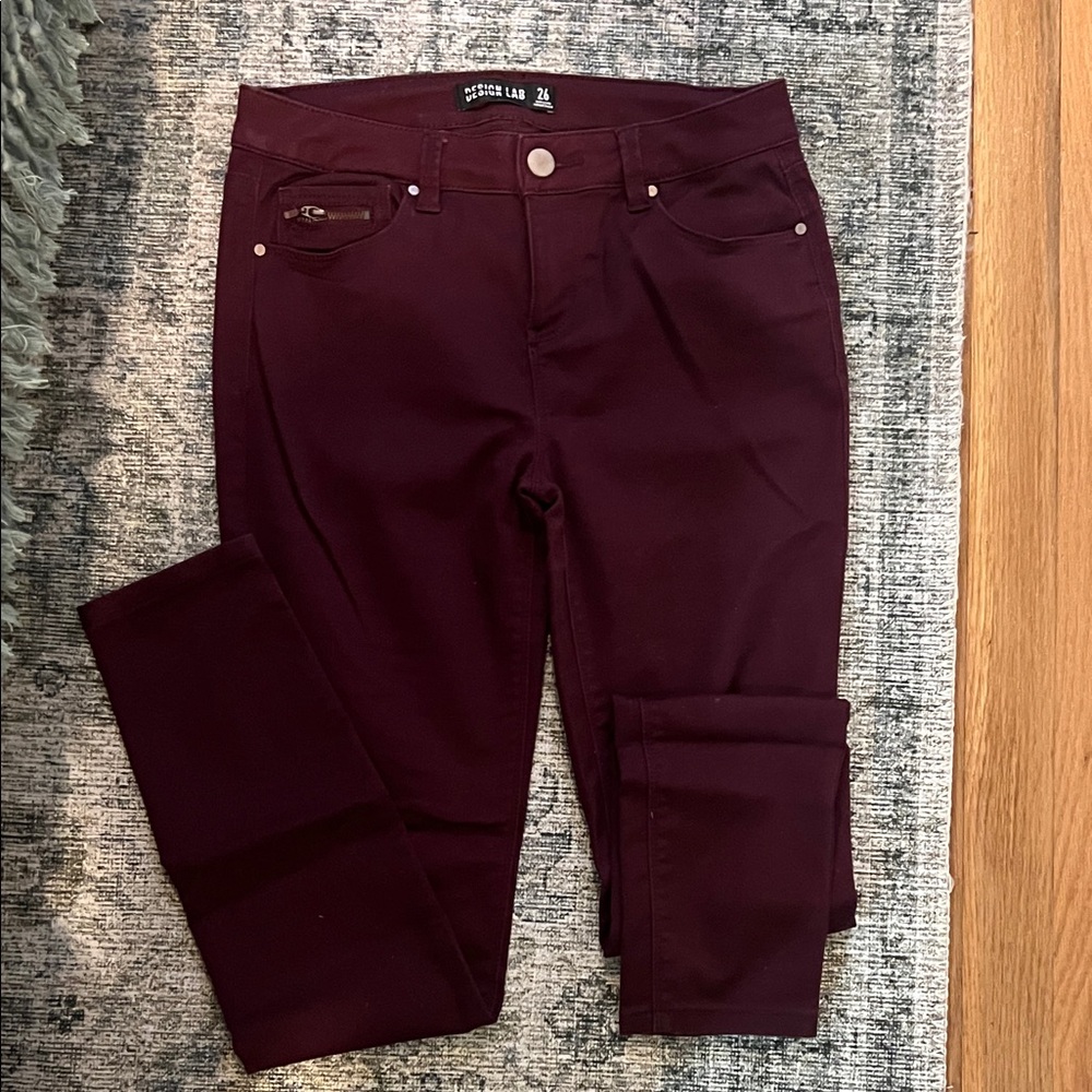 Design Lab Lord & Taylor Maroon Jeans